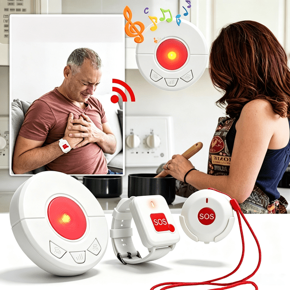 KOQICALL Wireless Life Alert System, Medical Alert Device with Caregiver Call Button & Pager, Waterproof Wrist Emergency Button for Seniors, No Monthly Fee