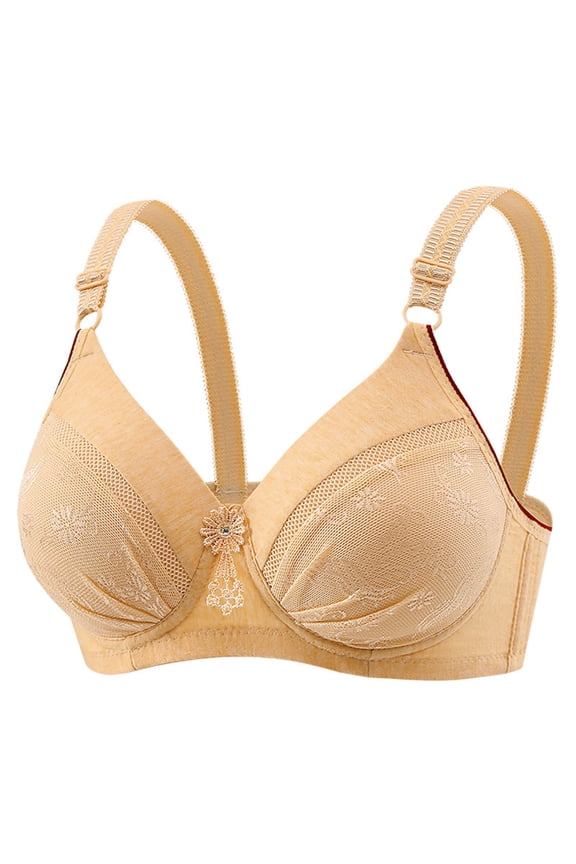 Wireless Mesh Bra for Women Full Coverage Plus Size Padded Bra No Underwire Support Comfort Bras Adjustable Straps