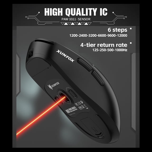 Wireless Mice for Laptop White Computer Wireless Mice PAW3311 Lightweight Gaming Mice with 3-Modes Connection Rechargeable Ergonomic Mice for PC Laptop with Anti-Slip Sticker