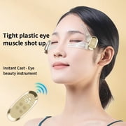 Wireless Micro-Current Pulse Massager for Face and Eyes, Handheld Beauty Wellness Device with Smart Remote and LED Display, Portable Grooming Kit, Gold Finish