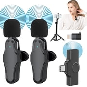 Wireless Microphone with 2 Microphone for iPhone iPad,Type-c,Plug-Play Auto-Pairing Auto-Connection Mini Clip-on Lapel Lavalier Tiny Rechargeable Microphone for Live Youtube Tiktok Recording Interview