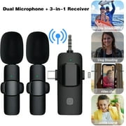 Oceantree Wireless Microphone Audio Video Recording 3.5mm Mini Lavalier Universal For Android/iphone (2 Transmitters+ 1 Recever)