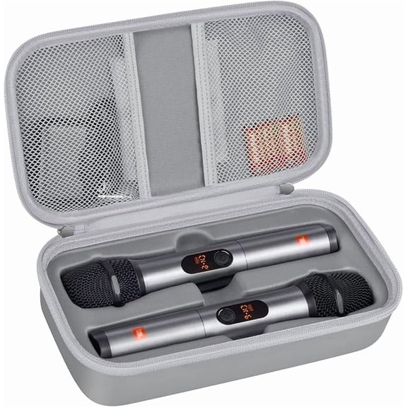 Wireless Microphone Case Compatible with JBL Wireless Two Microphone System, Handheld Storage Box for Singing or Karaoke-Lighting Grey (Box Only)