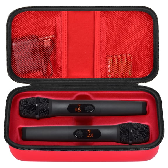 Wireless Microphone Case Compatible with JBL Wireless Two Microphone System, Handheld Storage Box for Singing or Karaoke-Red (Box Only)