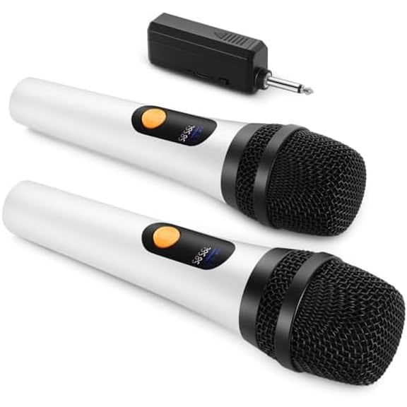 Wireless Microphone, Dual Digital Dynamic Microphone with Rechargeable Receiver, 200ft Range, Microphone for Singing, Karaoke, Meeting, Church, Wedding$$Music