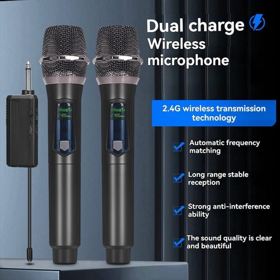 Wireless Microphone Handheld Professional Microphone Suitable for Singing, , Performance, Meeting Room, Home