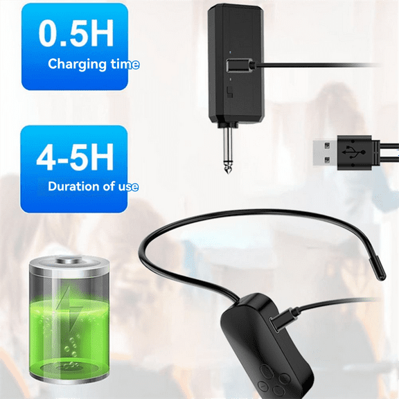 Wireless Microphone Headset Microphone Tour Guide Teaching Little Bee Loudspeaker Audio Universal Noise Reduction,1 set of head-worn wireless microphones,Black