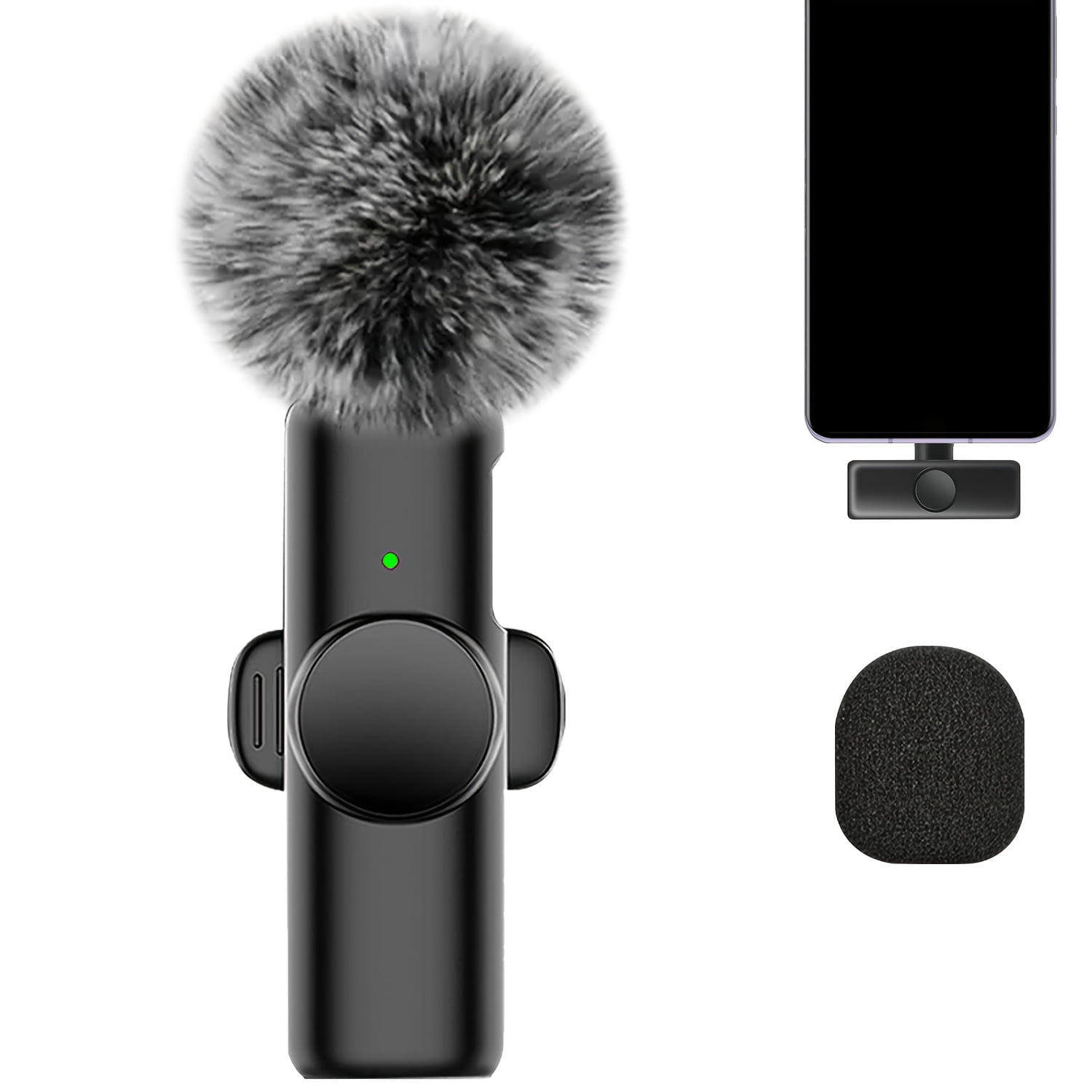 Wireless Microphone with Noise Cancelling, USB-C Rechargeable Clip-on Mic, Plug & Play for Content Creation, Recording, Interviews, Gaming, Singing & Phone