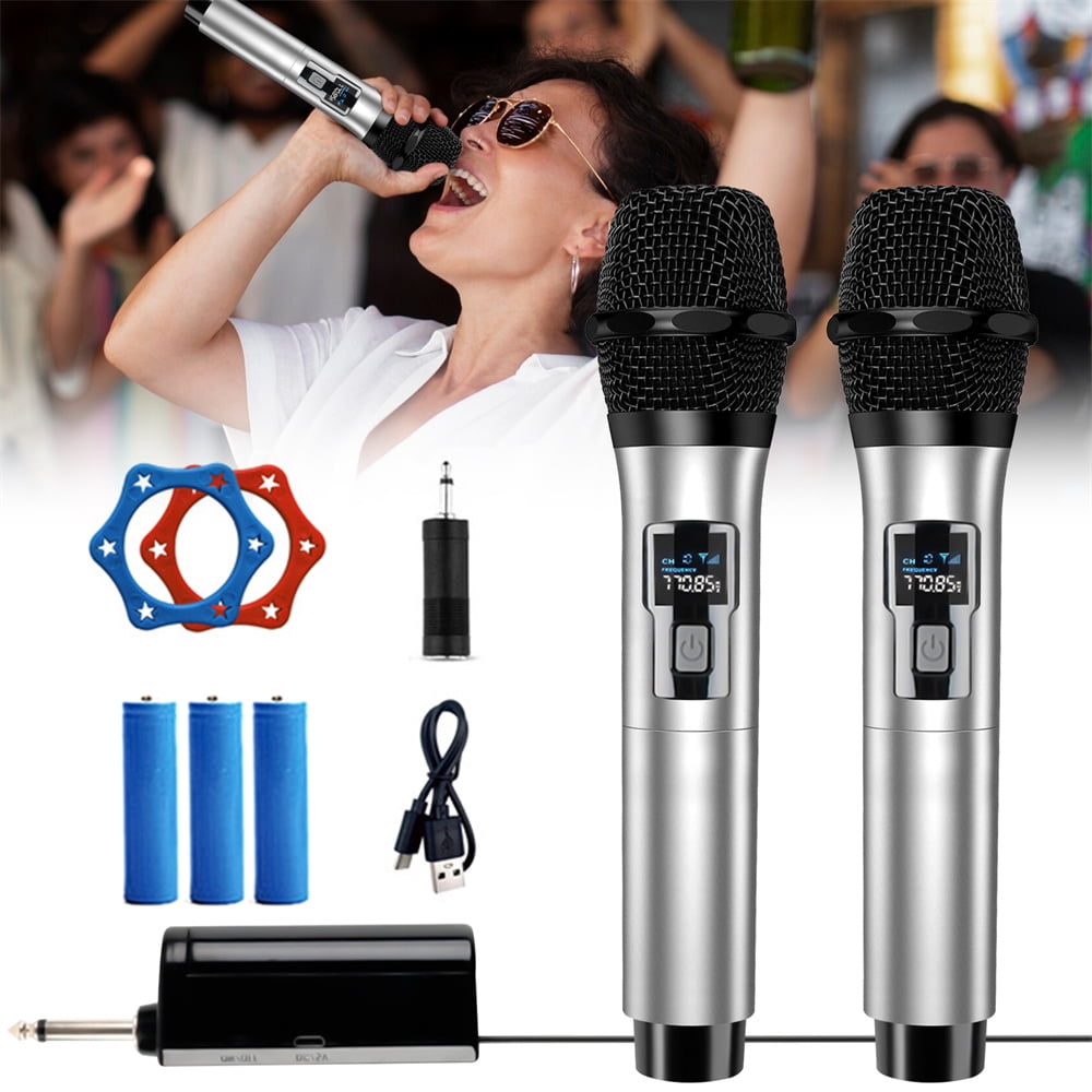 Wireless Microphone with Rechargeable Receiver,Handheld Cordless