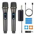 thumbnail image 1 of Wireless Microphone,Rechargeable Wireless Dual UHF Microphone,Dual Handheld Dynamic Wireless Mic for Karaoke Singing, Wedding, DJ, Party, Speech, Church, Class Use,PA System,200ft,Gray, 1 of 7