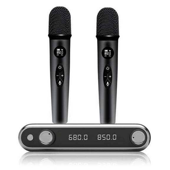 Wireless Microphone System Handheld Dynamic Microphones, Dual Wireless UHF Channels, 330ft Range, Microphone for Karaoke