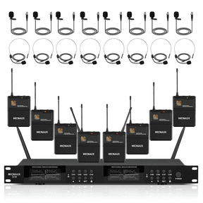 Wireless Microphone System, Pro 8 Channel UHF Mics Set with Metal Cordless Handheld Mics & Receiver, 200 Adjustable Frequency, 300ft Range for Singing, Church, Karaoke, Party