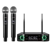 GOLDEN MARS Wireless Microphone System,Upgraded 2.4GHz Rechargeable Professional Microphones Set with 300ft Reception for Singing Karaoke DJ Church