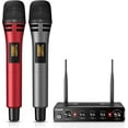 Wireless Microphone Systems, Dual UHF Cordless Karaoke Microphone Set