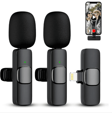 Wireless Microphone,Wireless Lavalier Microphone for iOS,Mini Portable Plug-Play Microphone,Intelligent Noise Reduction,Audio Recording for Podcasts,TikTok
