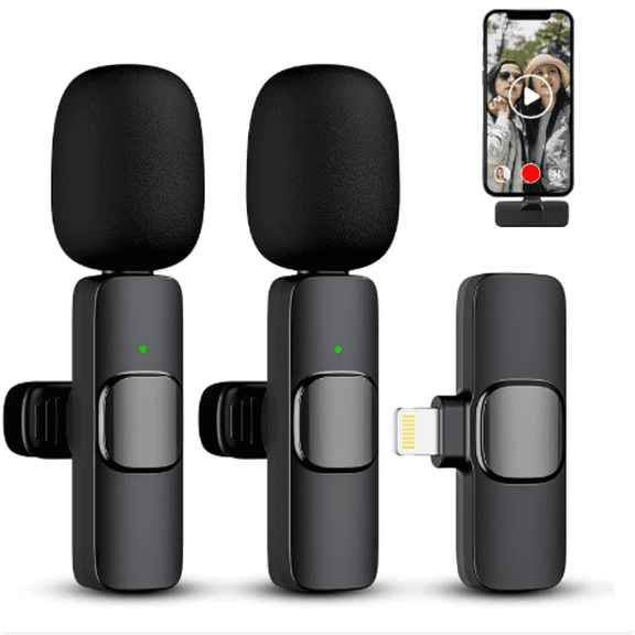Wireless Microphone,Wireless Lavalier Microphone for iOS,Mini Portable Plug-Play Microphone,Intelligent Noise Reduction,Audio Recording for Podcasts,TikTok