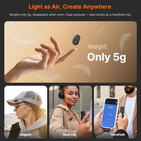 Wireless Microphone for Android with AI Noise Cancellation Clip on Content Mic for Interview Vlogging 2 2 RX Charging