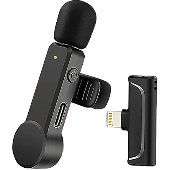 Wireless Microphone for iPhone iPad Lav 10H Battery Lapel Lavalier Noise Canceling Mic Video Recording Stream Interview