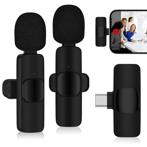 Wireless Microphone for iPhone 17/Air/17 Pro/17 Pro Max/16e/16/15/Pro Max,USB C Wireless Lavalier Microphone Mini Lapel Mic Type C,Crystal Clear Sound for Video Recording,Streaming,YouTube,TikTok