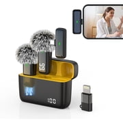 Wireless Microphone for iPhone Android, Dual Wireless Lavalier Microphones with Charging Case, USB C Lapel Mic for iPhone 15/16 iPad Video Recording