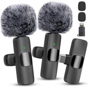 Wireless Microphone for iPhone, iPad, Android, Lavalier Microphone for Video Recording - 2 Pack iPhone Mic Crystal Clear Recording with USB-C for Podcast Microphone, ASMR