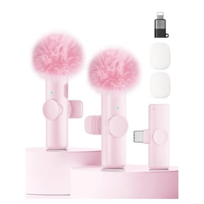 Wireless Microphone for iPhone iPad and Android Phone, 2 Pack Wireless Lavalier Lapel Mic with Noise Reduction, Plug and Play Mini Microphone for Video Recording Interview YouTube TikTok Vlog