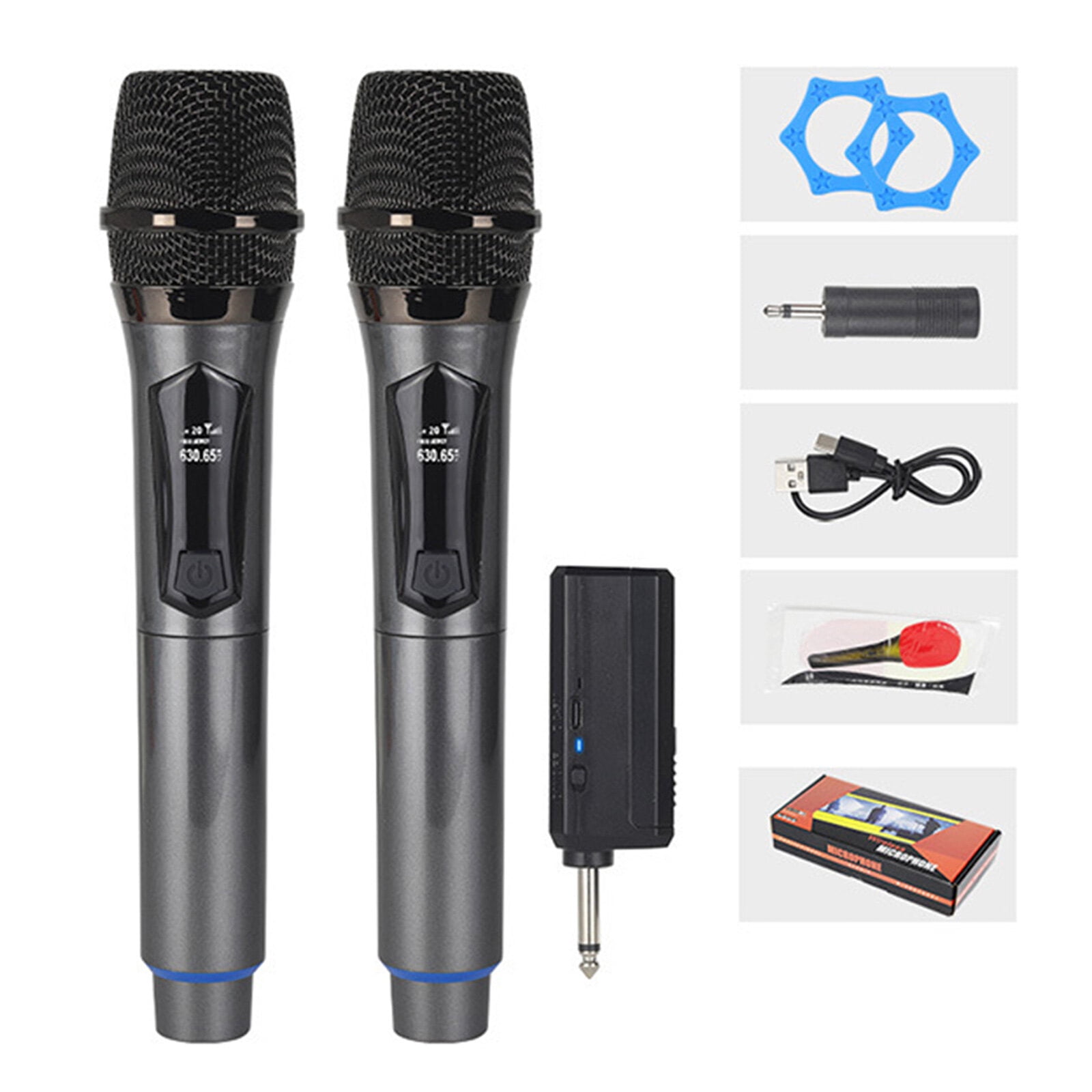 Wireless Microphones, Rechargeable Wireless Dual Handheld Dynamic Microphones for Karaoke, Professional Microphone for Singing, Speech,Wedding, DJ, Party
