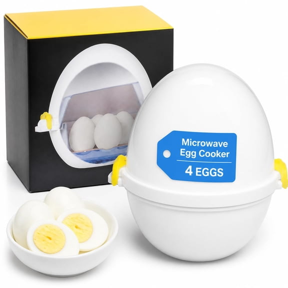 Wireless Microwave Egg Cooker, Hard-Boiled Egg Maker for 4 Eggs