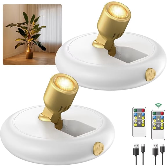 Wireless Mini Art Accent Spot Lights with Timer Remote - Rechargeable Battery LED Spotlight Indoor2White