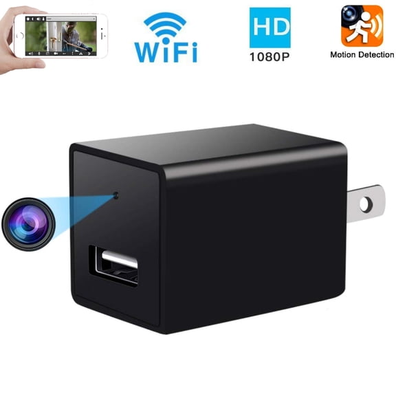 Wireless Mini Camera, 1080P HD Wall Plug Security Cam for Home & Office Monitoring, with Motion Detection and Local SD Card Storage (Card Not Included)
