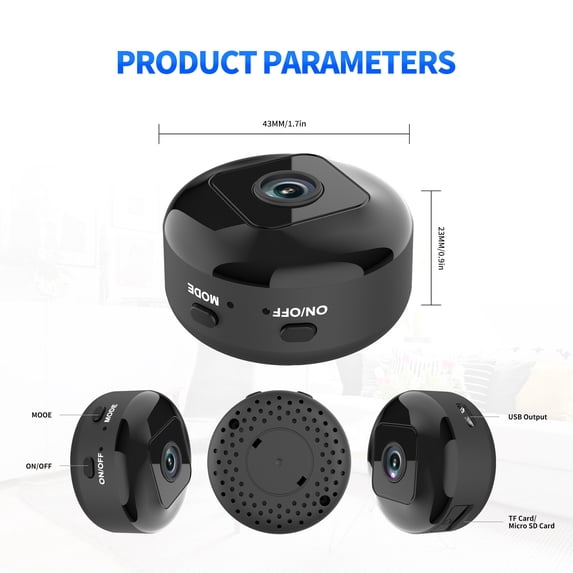 Wireless Mini Camera with Magnetic Base, Indoor Night Vision, Motion Detection, Wide-Angle Lens, APP Control for Home Baby Pet Monitoring, Cloud/SD Storage, Portable WiFi Cam