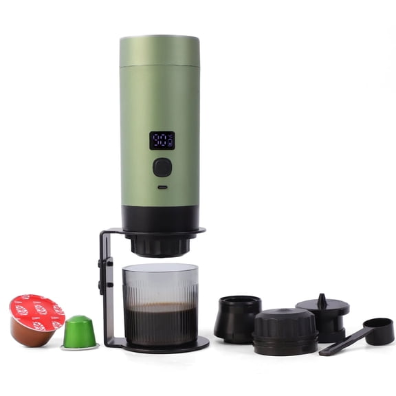 Wireless Mini Espresso Machine; Portable Coffee Maker for Travel/Camping/Office; 3-in-1 Single Serve Coffee Maker; Compatible with Capsules&Ground Coffee; Gifts for Espresso Lovers. Green