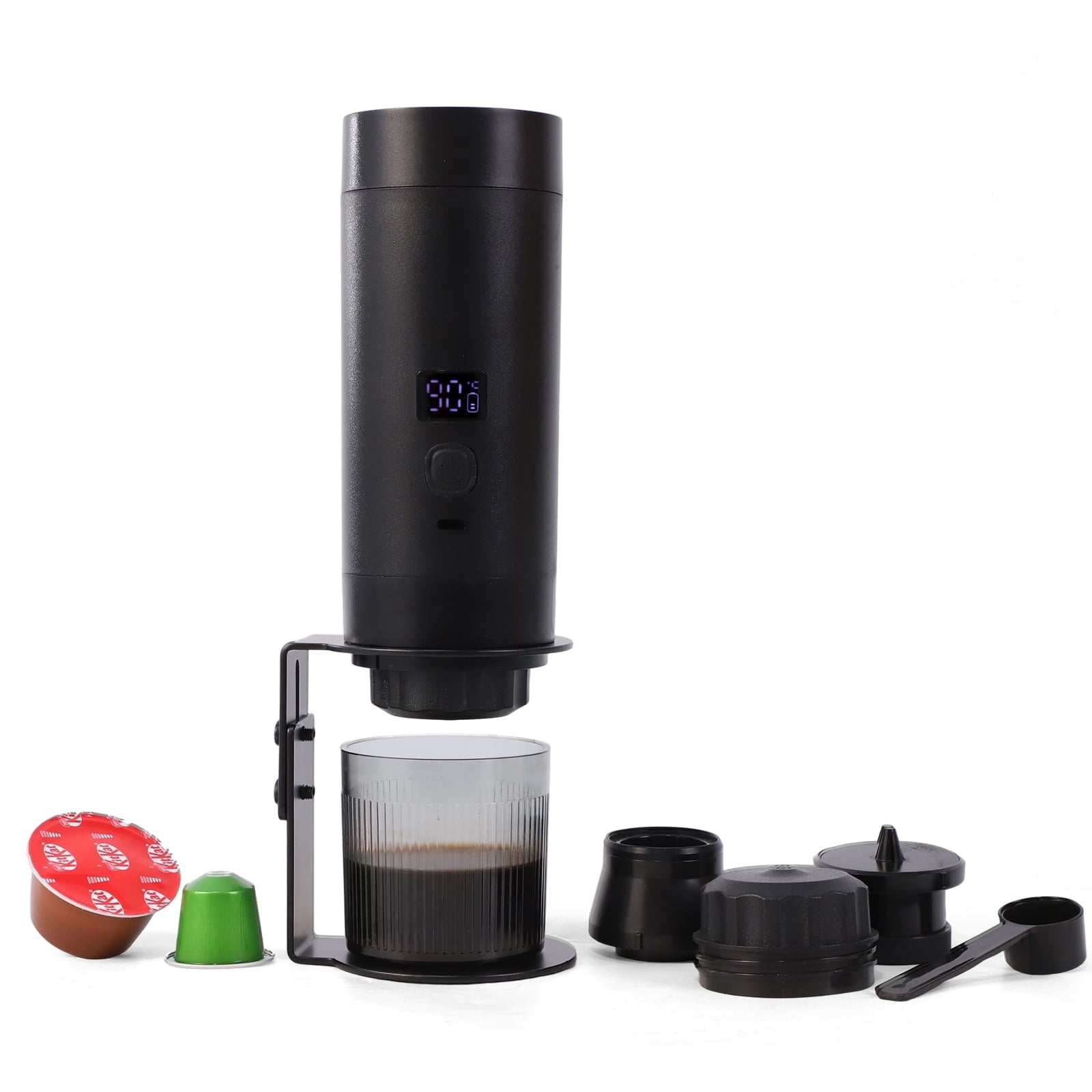 Wireless Mini Espresso Machine; Portable Coffee Maker for Travel/Camping/Office; 3-in-1 Single Serve Coffee Maker; Compatible with Capsules&Ground Coffee; Gifts for Espresso Lovers. White