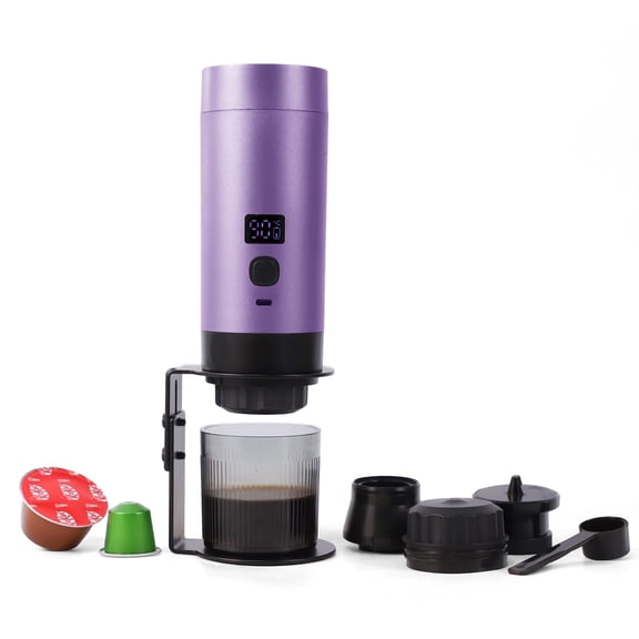 Wireless Mini Espresso Machine; Portable Coffee Maker for Travel/Camping/Office; 3-in-1 Single Serve Coffee Maker; Compatible with Capsules&Ground Coffee; Gifts for Espresso Lovers. Purple