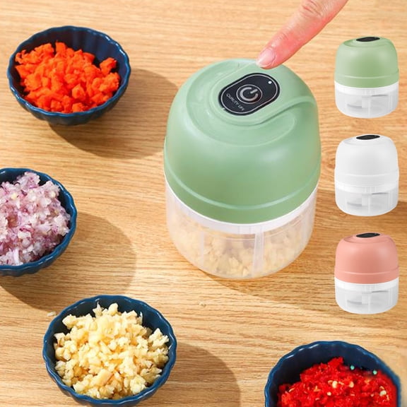 Wireless Mini Food Processor, 250ml Garlic Masher & Vegetable Chopper, USB Rechargeable Household Small Masher for Garlic, Ginger, Chili, Fruit, Meat – Stainless Steel Blades (White)