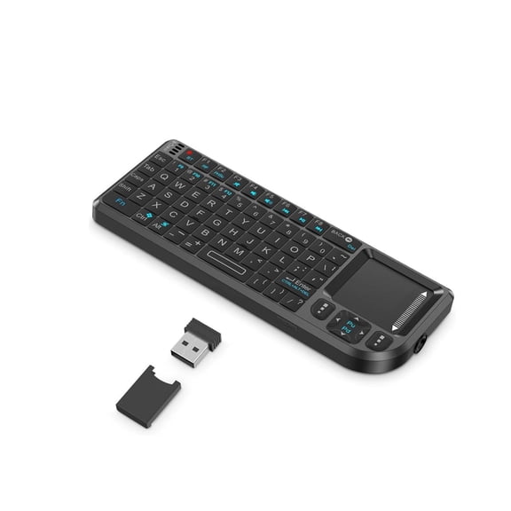 Wireless Mini Keyboard with Integrated Touchpad, 3-in-1, USB receiver, QWERTY, 10m range, 90-degree flip touchpad, rechargeable battery, plug-and-play, for PC and smart TV Multicolor