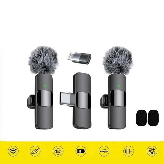 Wireless Mini Microphone for iPhone - 1 Pack Lavalier Microphone for Video Recording, 2 In 1 Noise Reduction Lapel Mic for Ipad, Android,Clip-on Mini Mic with USB-C for Content Creators Podcast