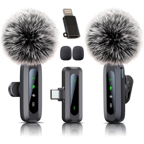 Wireless Mini Microphone for iPhone 15/16, iPad, Android, Wireless Lavalier Microphone with Noise Reduction, Portable USB C Lapel Mic for Video Recording, Vlog, Tiktok, YouTube