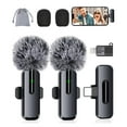 thumbnail image 1 of Wireless Mini Microphone for iPhone - 2 Pack Lavalier bluetooth Microphone for Video Recording, 2 In 1 Noise Reduction Lapel Mic for Android, Clip on Mini Mic for Content Creators, 1 of 6