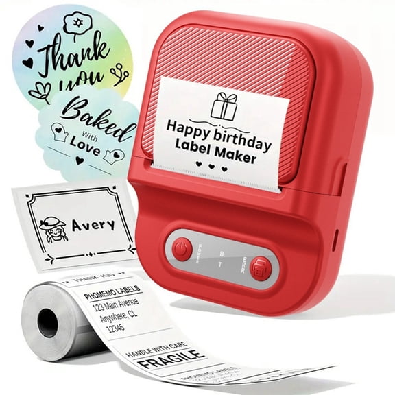 Wireless Mini Portable Printer Label Printer Mobile Thermal Adhesive Label Machine Suitable for Storehouse Express Red