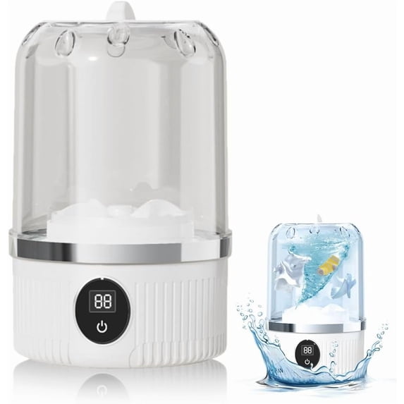 Wireless Mini Washing Machine 2025 New Model Rechargeable Ultrasonic Underwear/Travel/Dorm/Camping Portable Washer (White)
