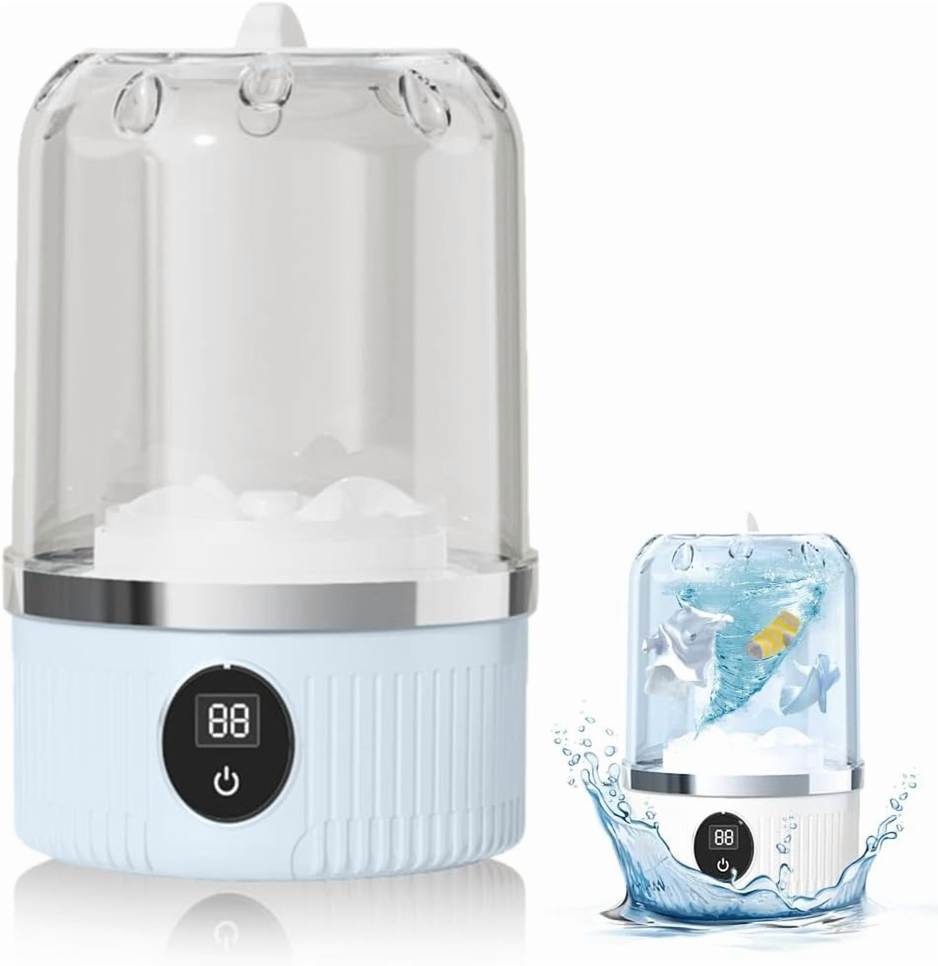 Wireless Mini Washing Machine 2025 New Model Rechargeable Ultrasonic Underwear/Travel/Dorm/Camping Portable Washer (White)