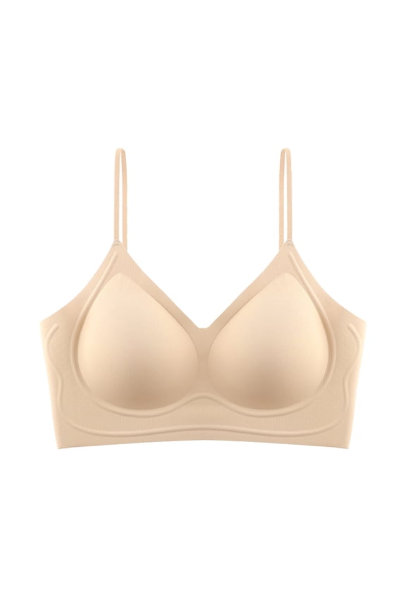 Wireless Minimal Support Everyday Bras - Women's Solid Color Strapless Comfortable Lift Breathable Backless Underwear Daily Bra Beige Xl