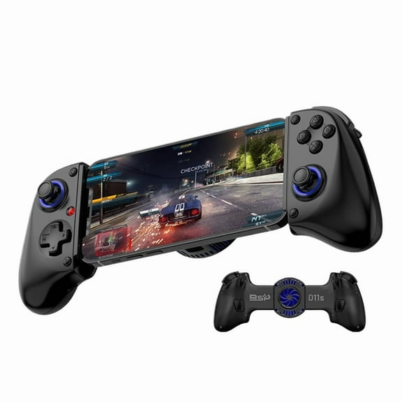 Wireless Mobile Gaming Controller for Android & iPhone, Switch, PC, phone game controller with Hall Effect Joysticks, RGB Lighting, Turbo, Cooling Fan,black
