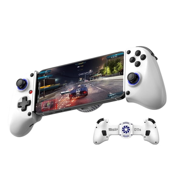 Wireless Mobile Gaming Controller for Android & iPhone, Switch, PC, phone game controller with Hall Effect Joysticks, RGB Lighting, Turbo, Cooling Fan,WHITE