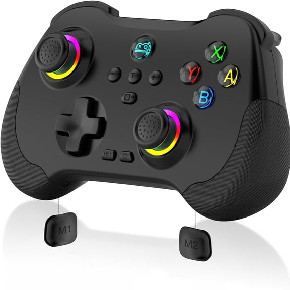 Wireless Gaming Controller Compatible with iPhone/iPad/Tablet, Joystick for iOS/Android, Features Macro Buttons, Hall-Rocker, Hall-Trigger-Black