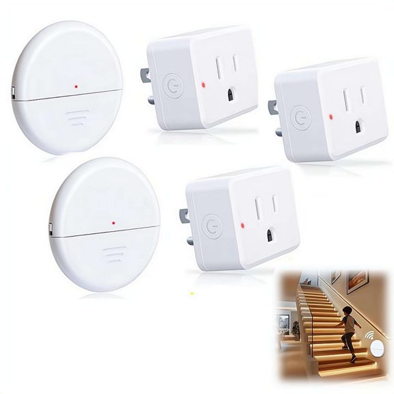 Wireless Motion Outlet and Plug, 15A 1500W Motion Activated Light Switch with Remote Control, No Wiring Required, Adjustable Delay Modes, 260FT Long Range for Indoor Outdoor Home Appliances