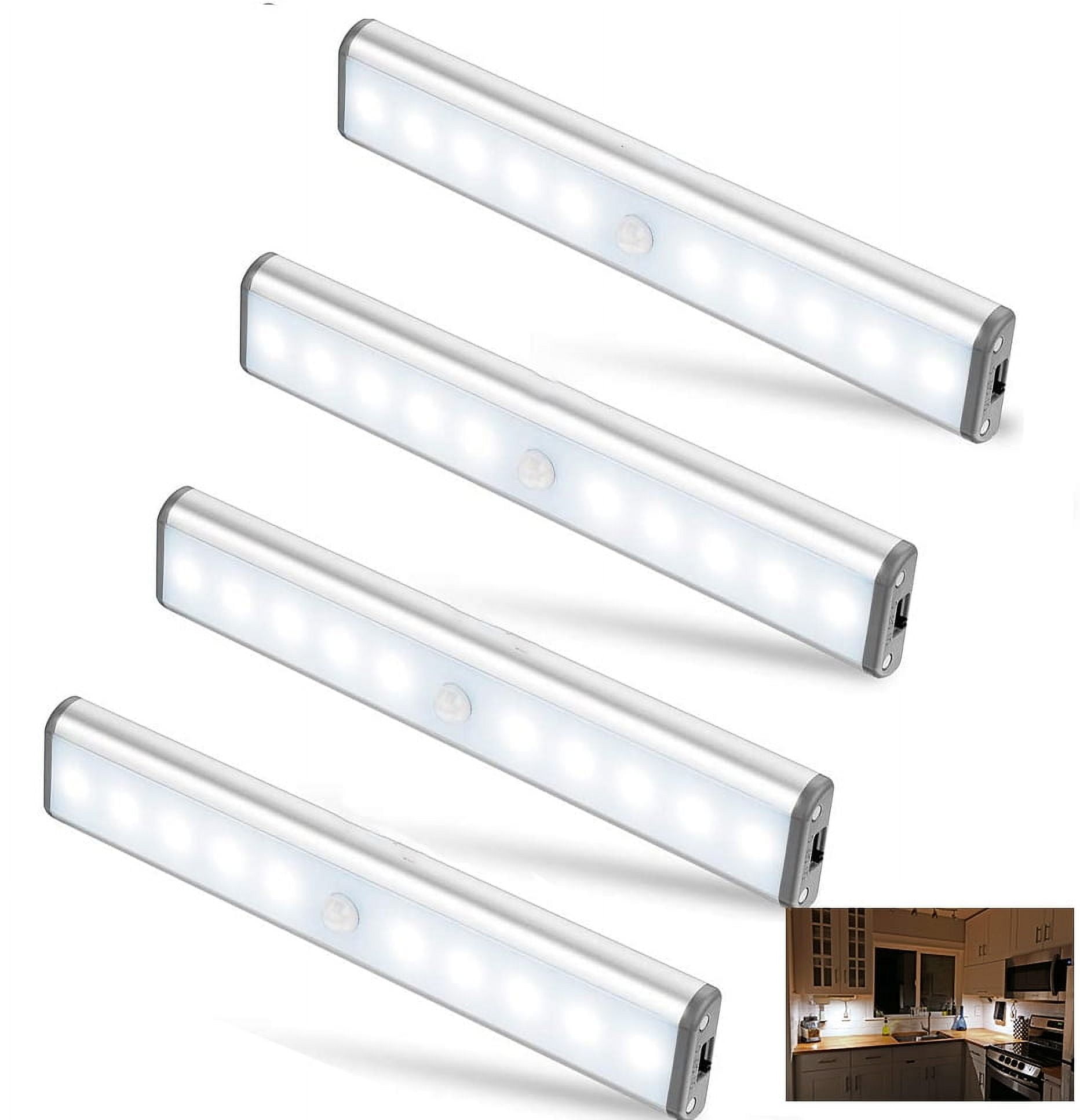 Wireless Motion Sensor Cabinet Lights 10-LED Closet Lights LED Under Cabinet Lighting for Wardrobe/Drawer/Stairs/Cupboard,Stick On Anywhere,4 Pack