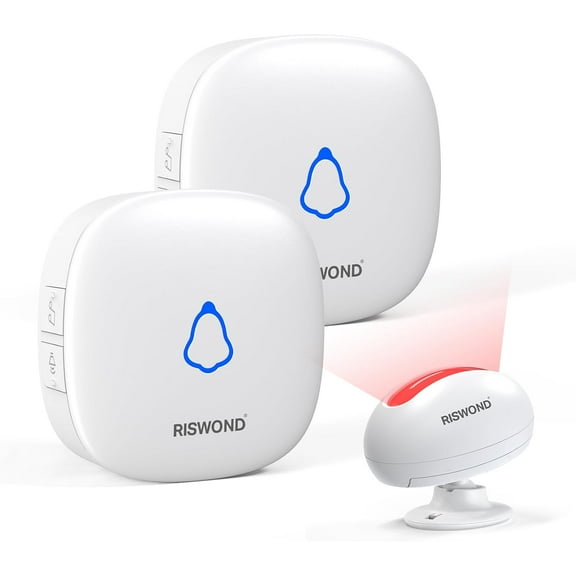 Wireless Motion Sensor Door Chime: Business Entry Doorbell Indoor Motion Detector Alarm Buzzer Store Entrance Alert Bell (1000Ft Ran , 32 Tunes, 5 Level Volume) 1 sensors 2 Receiver