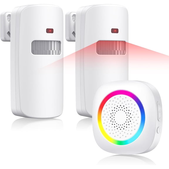Wireless Motion Sensor Door Chime, Fast Detection PIR Entry Alert(5S Interval Alarm) with 61 Chimes, 5 Volume Levels, RGB Light Indicator, Easy Install for Business, Home, Store, Elderly, Visitors